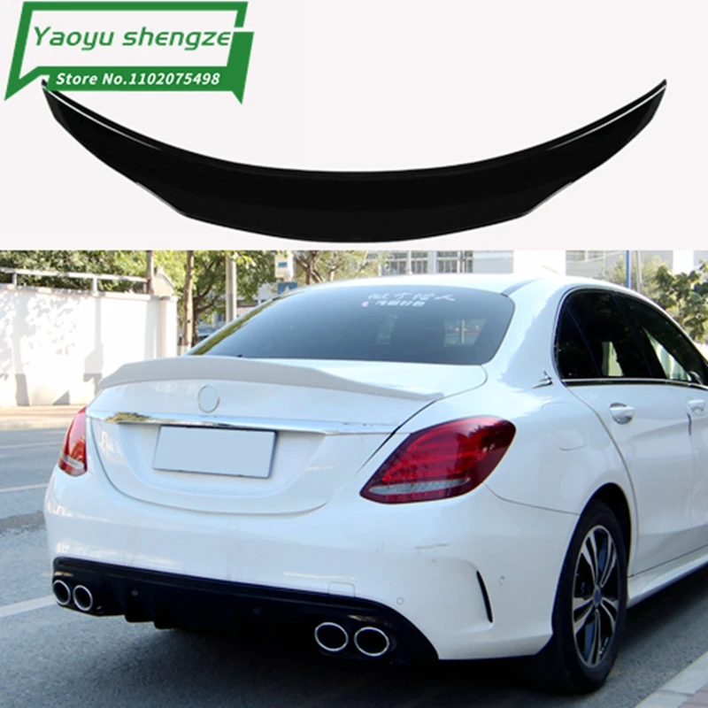 PSM Style For Mercedes Benz C Class Sedan 4-Door W205 C63 AMG C180 C200 C260 C300 spoiler 2014 to 2019 high quality ABS spoiler