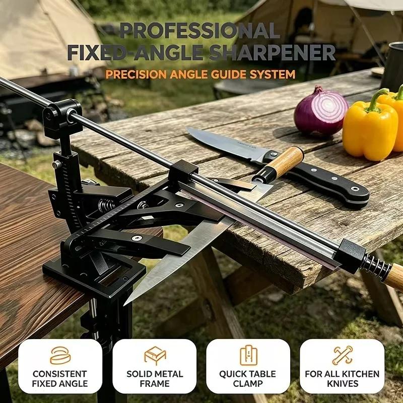 Fixed-angle Knife Sharpener, Upgraded Finely Adjust The Sharpening Angle Professional Knife Sharpener, 360° Rotating Knife Sets