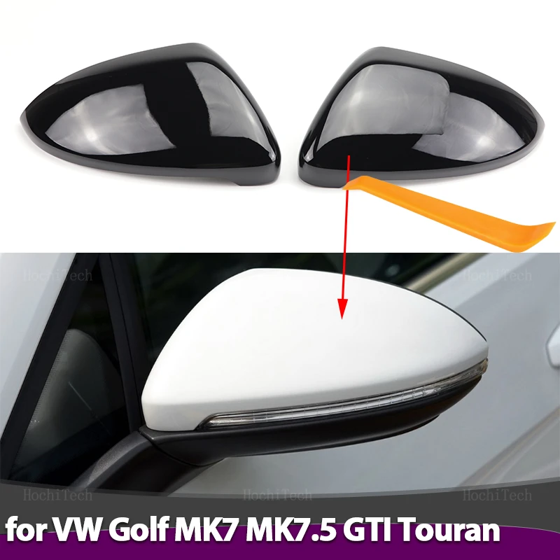 Rearview Side wing mirror cover Carbon Fiber Pattern Black Replacement for VW Golf 7 MK7 MK7.5 GTI R GTE GTD 13-20