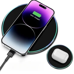 15W Wireless Charger Pad Fast Wireless Charging For iPhone 17 16 15 14 13 12 Pro XS X XR Max For Samsung Xiaomi Huawei Charger