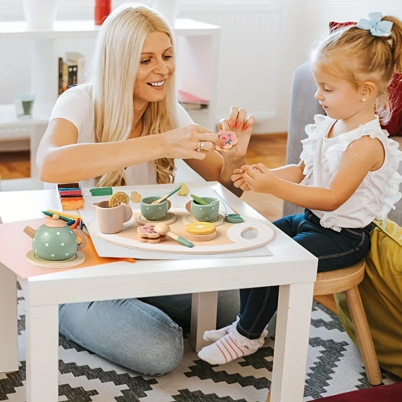 Jogo Simulado de Chá da Tarde Infantil, Brincar de Casa, Interação entre Pais e Filhos, Brinquedos de Madeira, Presentes de Aniversário