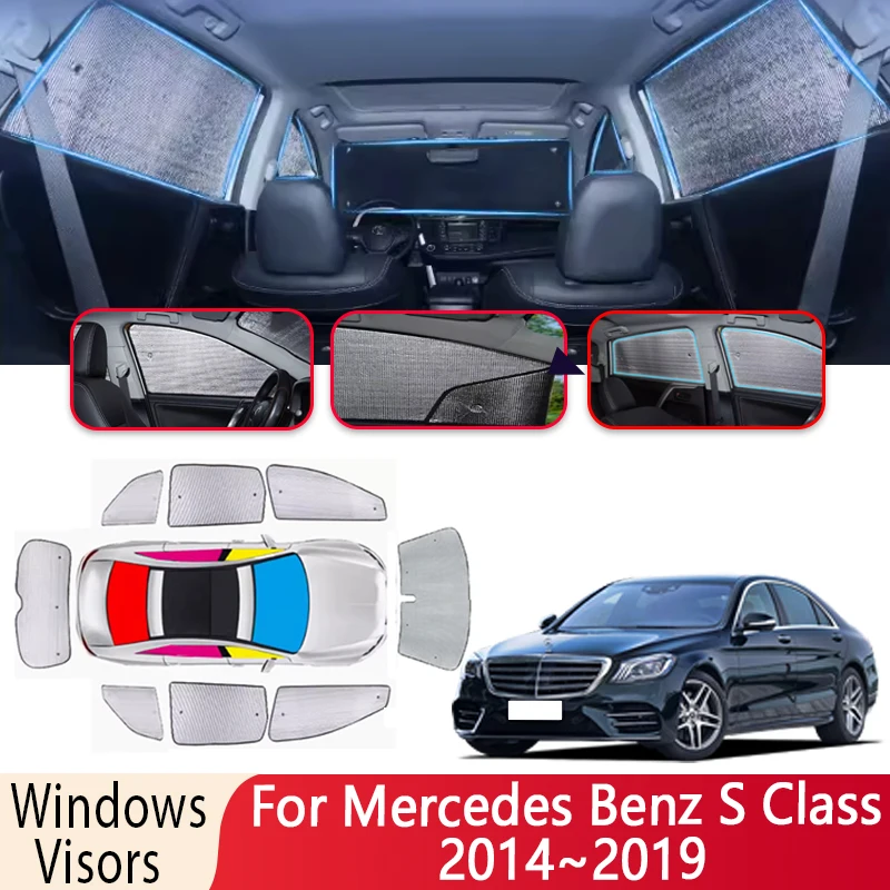 

Автомобильный солнцезащитный козырек для Mercedes Benz S Class 2014 ~ 2019 2018, солнцезащитный козырек для лобового стекла, теплоизоляция, автоматическая защита от солнца