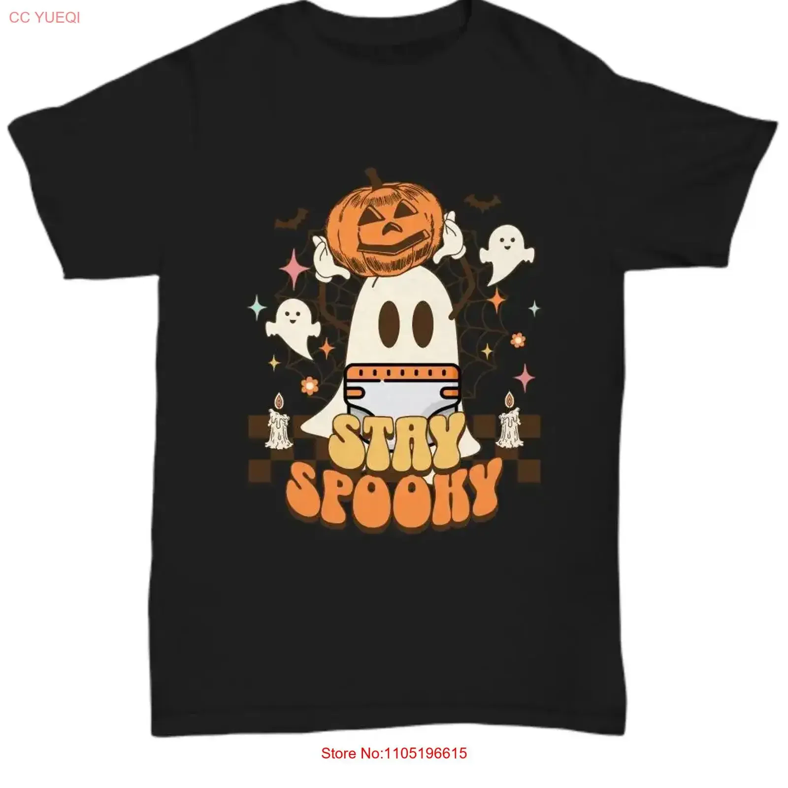 

Stay Spooky ABDL Ghost в подгузник, футболка на Хэллоуин, винтажная стираная домашняя одежда, мягкий уличный топ унисекс для повседневной носки