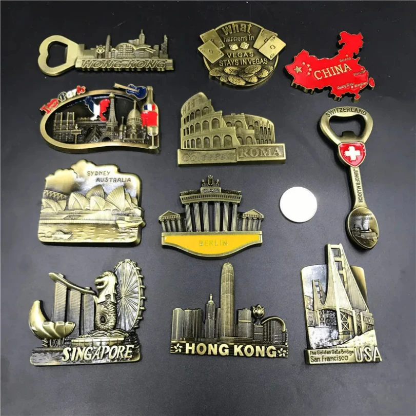 Imanes creativos pegatinas para nevera Singapur Australia Sydney Alemania Berlín francés imanes para nevera 3d pegatinas decoración del hogar