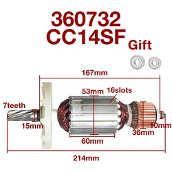 220-240V Cutting Machine Armature Replacement Parts for Hitachi CC14SF 360732 Cutting Machine Rotor Armature Anchor