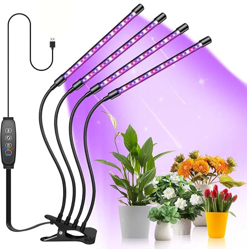 Luce per piante a LED a collo di cigno regolabile, timer automatico di accensione/spegnimento 3/9/12 ore per la crescita di piantine e piante grasse interne