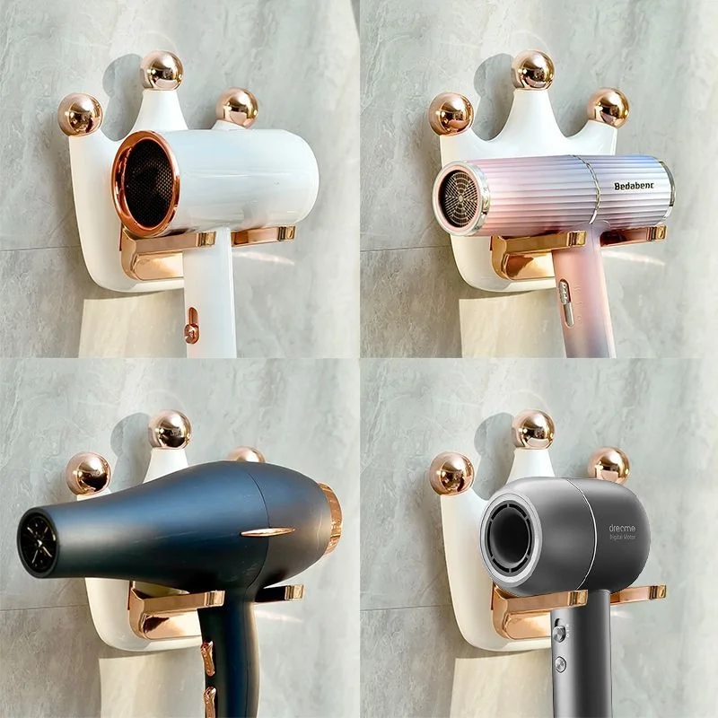 Hair Dryer Storage Rack Toilet Wall Mounted Non Punching Bracket Storage and Hanging Rack Universal Air Blower Storage