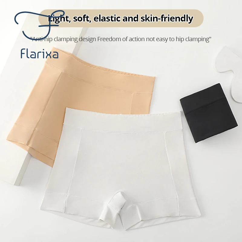 Flarixa-pantalones cortos de seguridad de talla grande para mujer, bóxer de seda de hielo sin costuras, para el verano, M-4XL