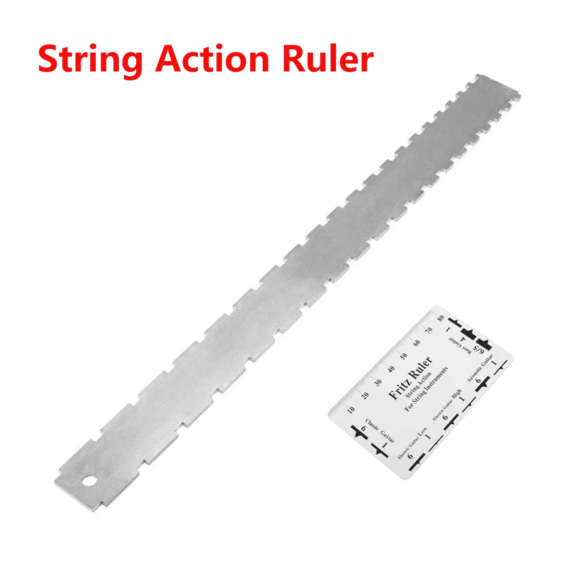 Miwayer Guitar Neck Notched Straight Edge Luthiers Tool with String Action Ruler,2 Pieces,Stainless StElectric Guitar Accessorie