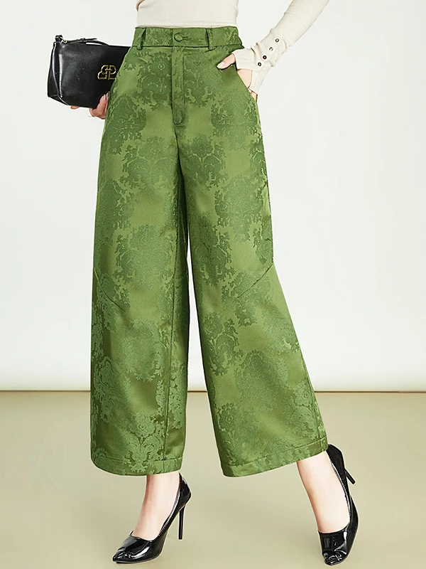 

New Chinese Sle High Waist Loose Knife Casual Pants Emed Floral Pattern Versatile Slimming Nine Point Trousers