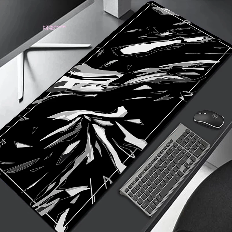 Tapete de rato preto e branco grande empresa mousepad tapete de teclado xxxl tapetes de rato 31.4x11.8in tapete de mesa de borracha pffoce design