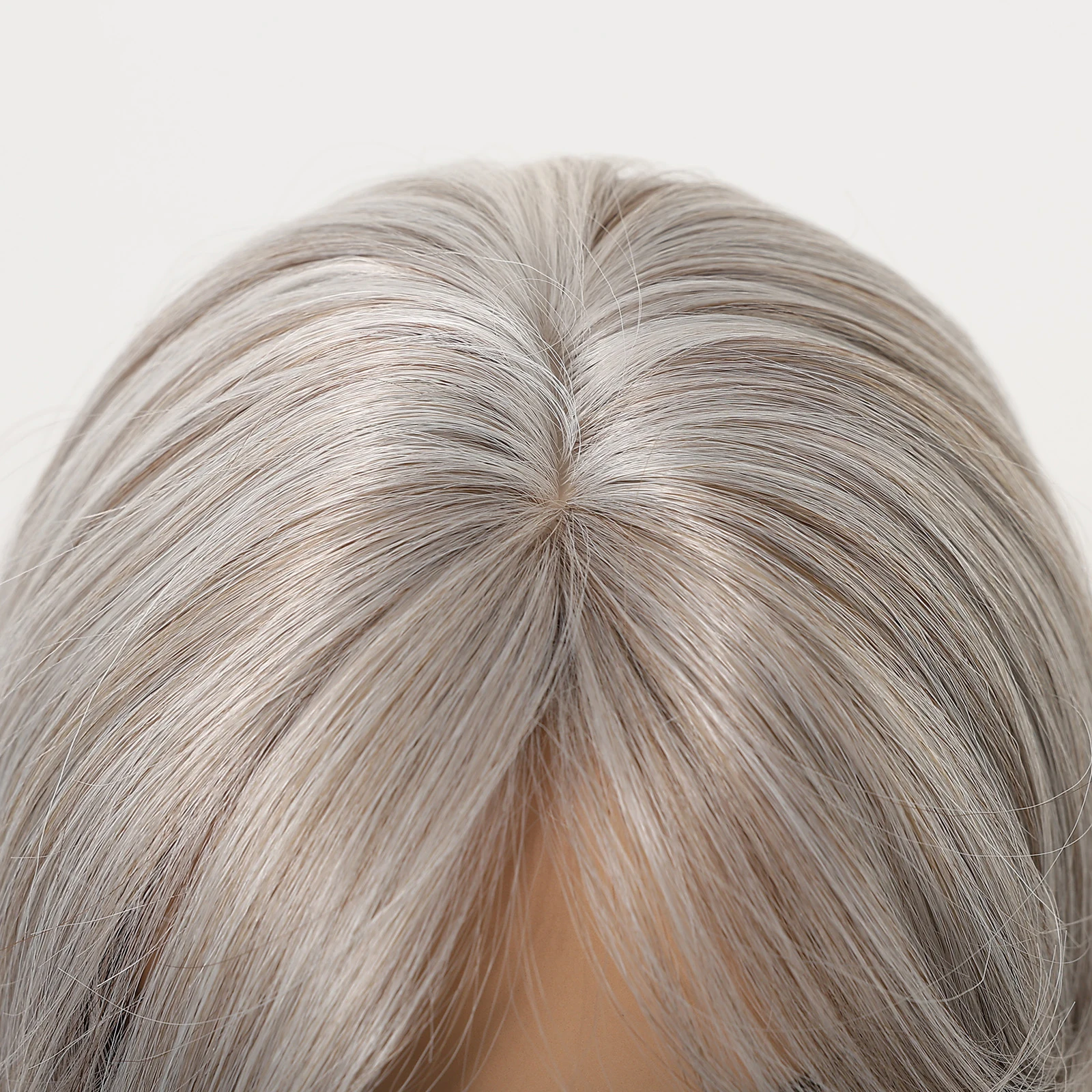 LOUIS FERRE Silver Gray Ombre Wavy Wig for Women Long Curly Synthetic Hair Wig Natural Heat Resistant Fiber Cosplay Party Wig image 4