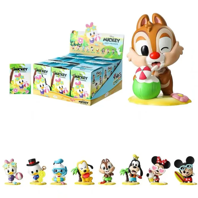 Disney Beach Series Figure Mickey Chip \'n\' Dale Anime Figure Tidal Play Model Dolls Room Car Decoration Children Birthday Gift