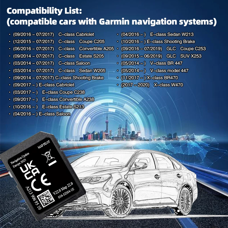 for Mercedes GLC C E V X-class Garmin Navigation SD Card Maps Polit V22 Cost Factroy OEM A2139069510 GPS Update Europe map