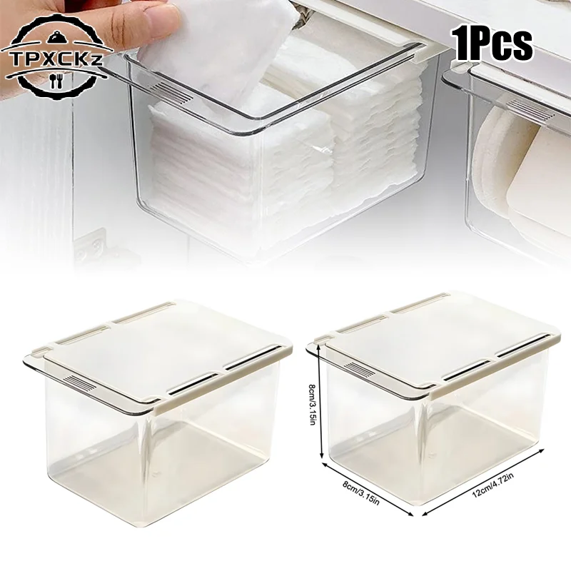 Under Mirror Cabinet Drawer Organizer Transparent Simple Bathroom Cabinet Cotton Swabs Cosmetic Pull Out Shelf Storage Box