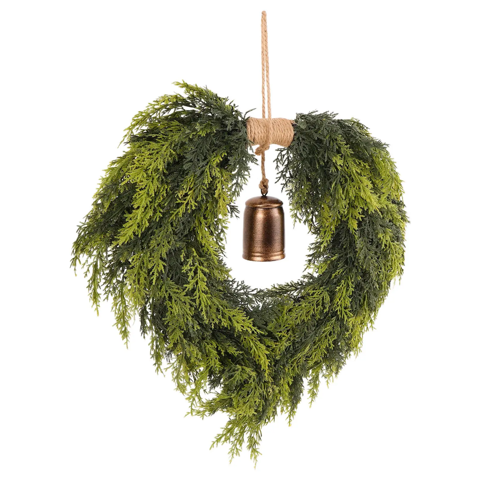 

Многоразовый рождественский венок в форме сердца, искусственная кедровая зелень, колокольчики, для входной двери, крыльца, камина, настенный декор