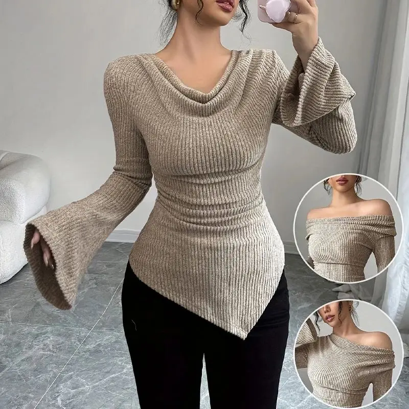 

Trendy Y2K Crop Top for Women Autumn Winter Long Sve Cleanfit Ladies T-irt Linen Material A-line Sve Other Material 00%
