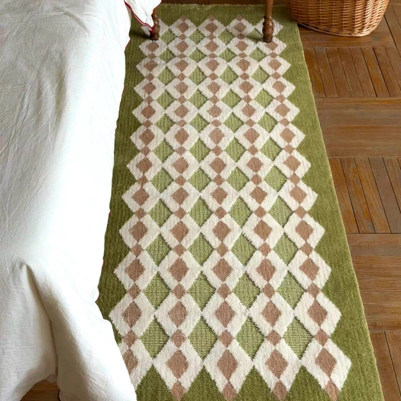Retro style high sense home contrasting color bedroom bedside blanket