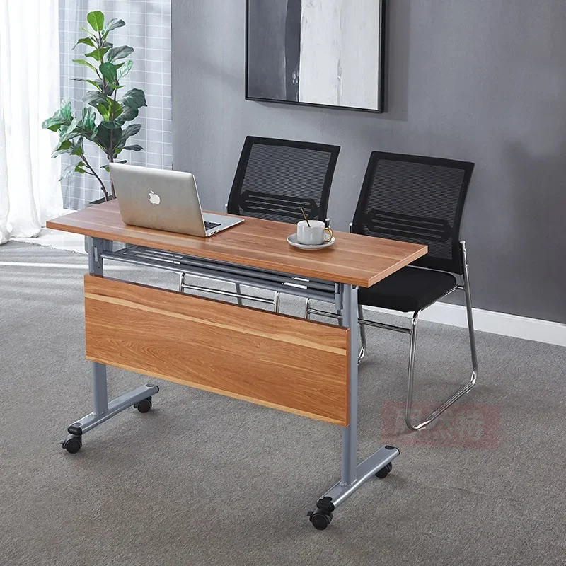 Folding training table, desk can be spliced educational institutions rollover conference mobile desk and chair combination