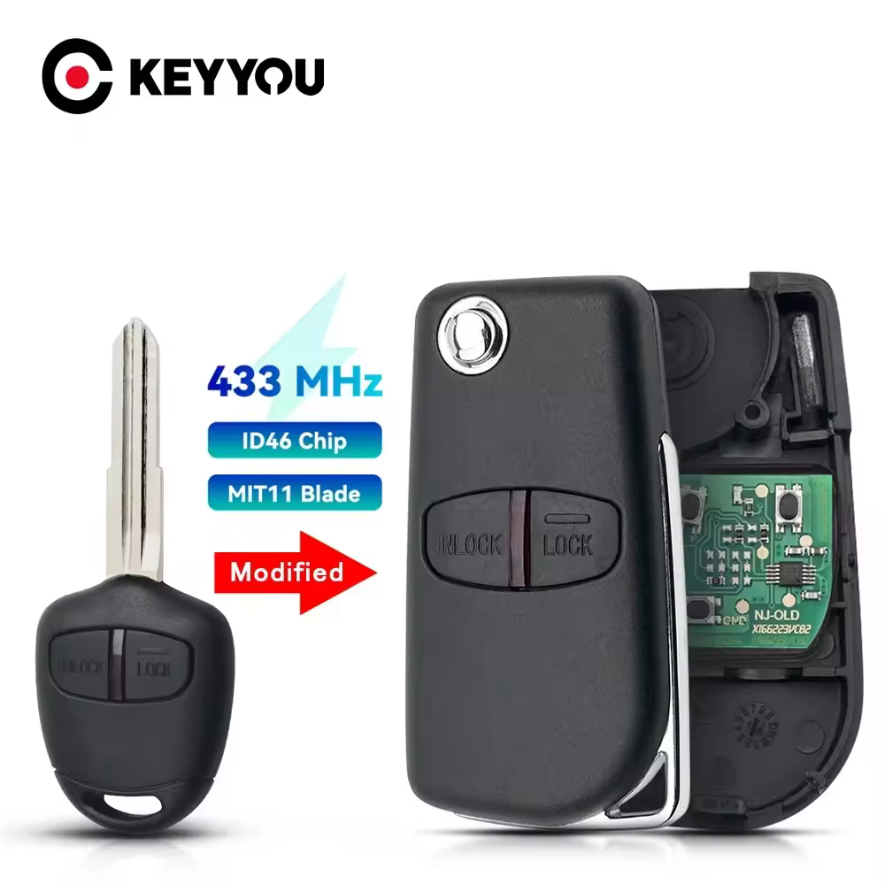 מפתח שלט רחוק keyyou עבור triton pajero outlander asx lancer mitp8 lama 2/3bnt שינוי מפתח fob 433mhz id46 שבב