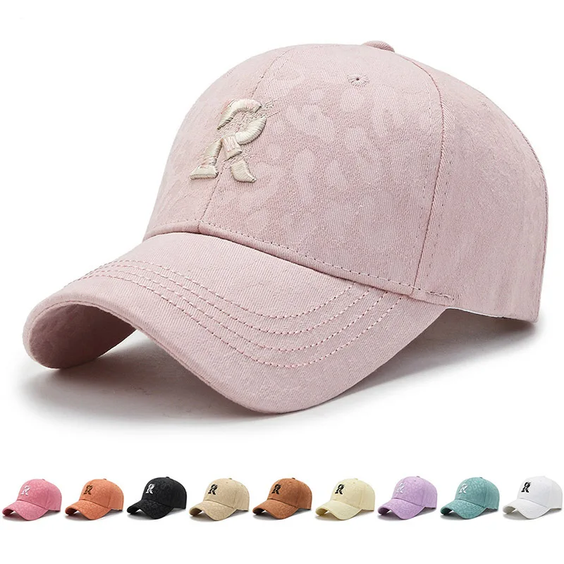 

R Letter Embroidery Baseball Cap For Men Women Solid Color Simple Summer Outdoor Visor Peaked Caps Soft Cotton Casual Sun Hat