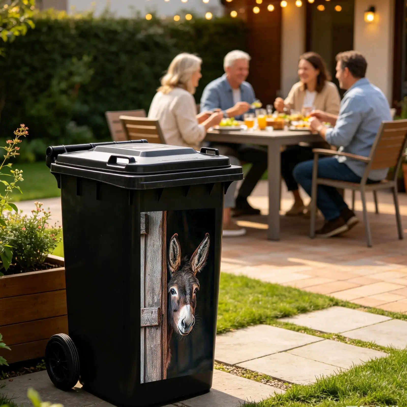 Trash Can Stickers Adhesive PVC Dustbin Decal 12.2x27.55 Inch Decorative for Door Bins Indoor Home Outdoor Garden Patio