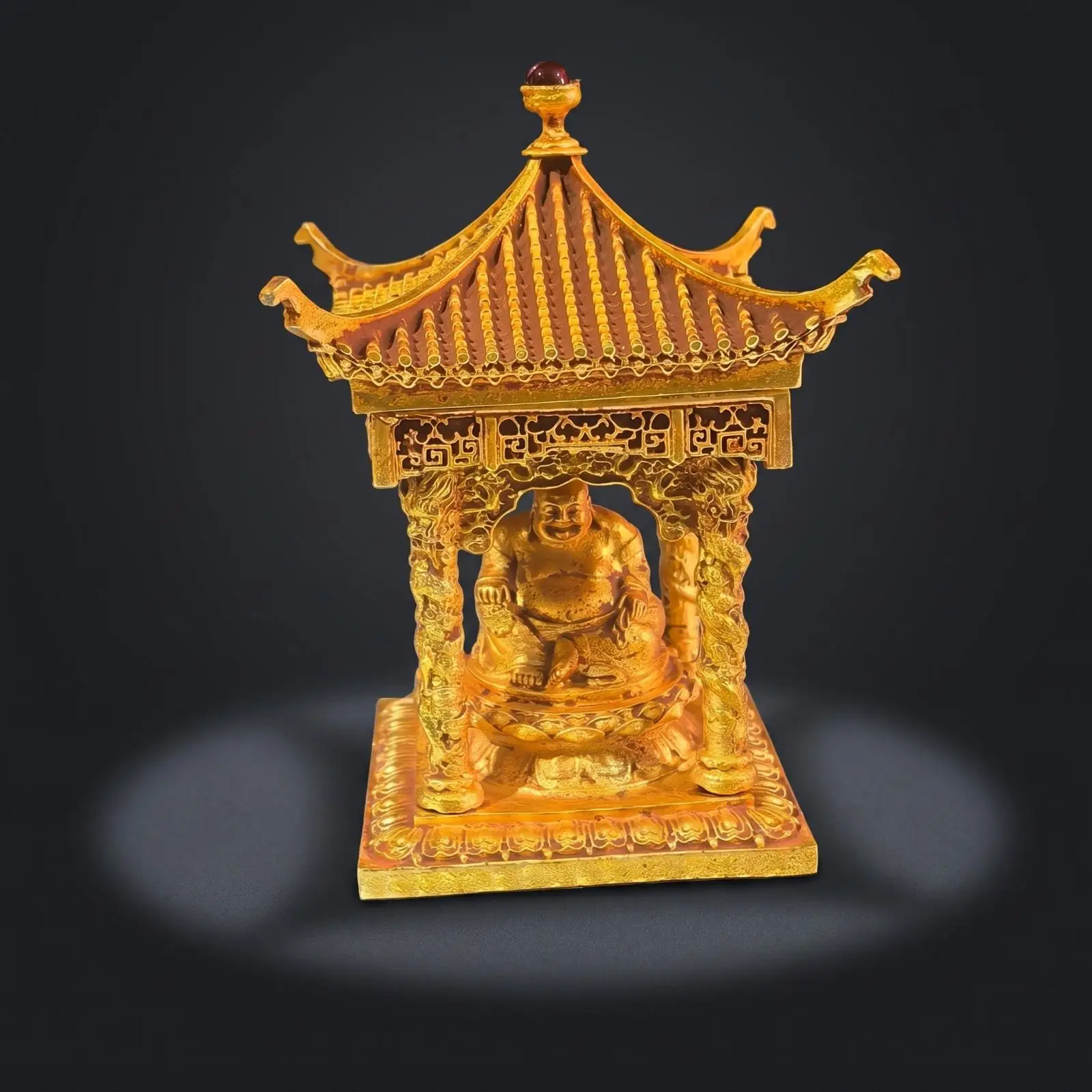 sculpture-de-modele-de-temple-en-cuivre-a-toit-octogonal-pour-decoration-d'etagere-accent-de-meditation-bouddhiste