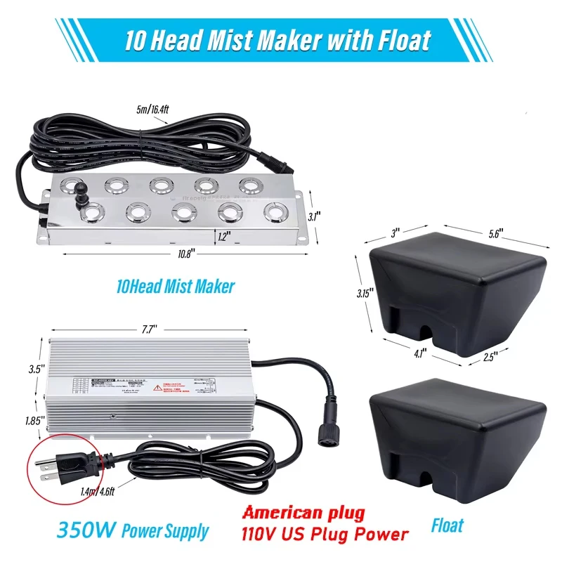 110 V/220 v 4/6/8/10/12 Hoofd Ultrasone Mist Maker Fogger Rvs luchtbevochtiger Kas Voor Hydrocultuur Hoge Kwaliteit