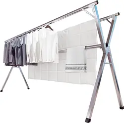 2M Clothes Drying Rack Clothing Folding Indoor Outdoor, Heavy Duty Stainless Steel Laundry Drying Rack