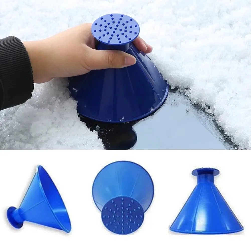 Magic Car Windshield Ice Scraper Cone Shape with Funnel, Round Snow Brush, Christmas Gift Idea, Efficient Winter Accessory