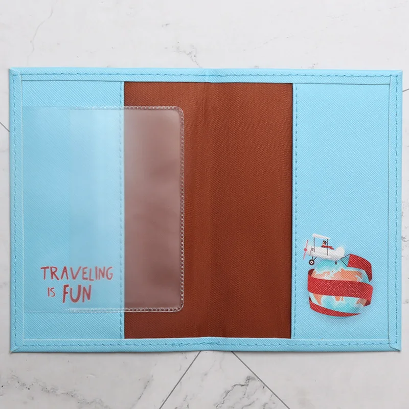 Travel Around The World Passport Cover Holder with ID Credit Air Ticket Slots Passport Protector Case Holder Travel Accessories