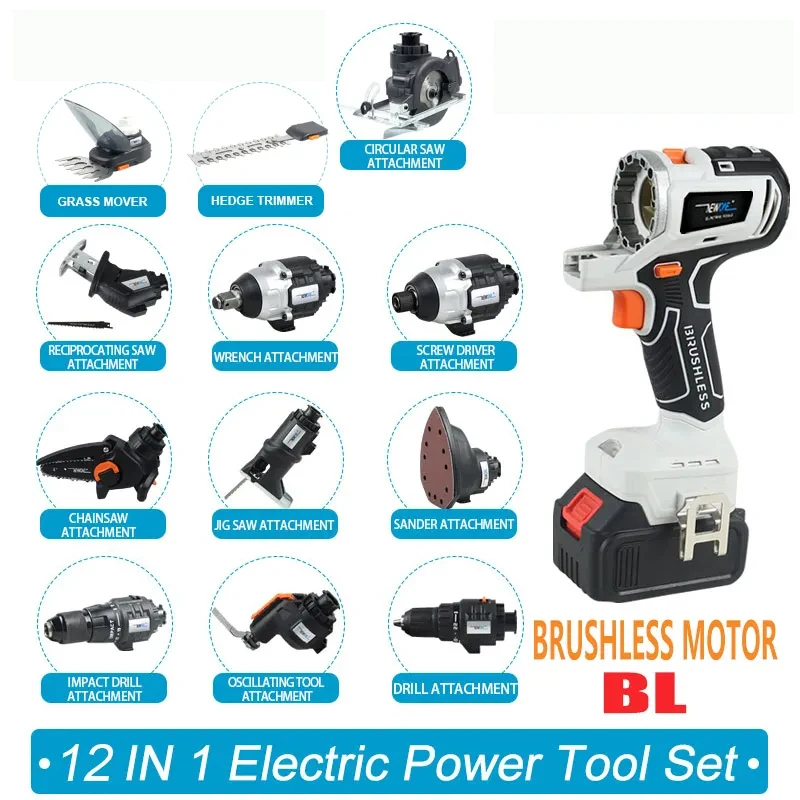 Newest Professional 12 in 1 Cordless Power Tool Kit Combo 20V Electric Drill Tools Sets Combo Sander Jig Saw Router Hammer