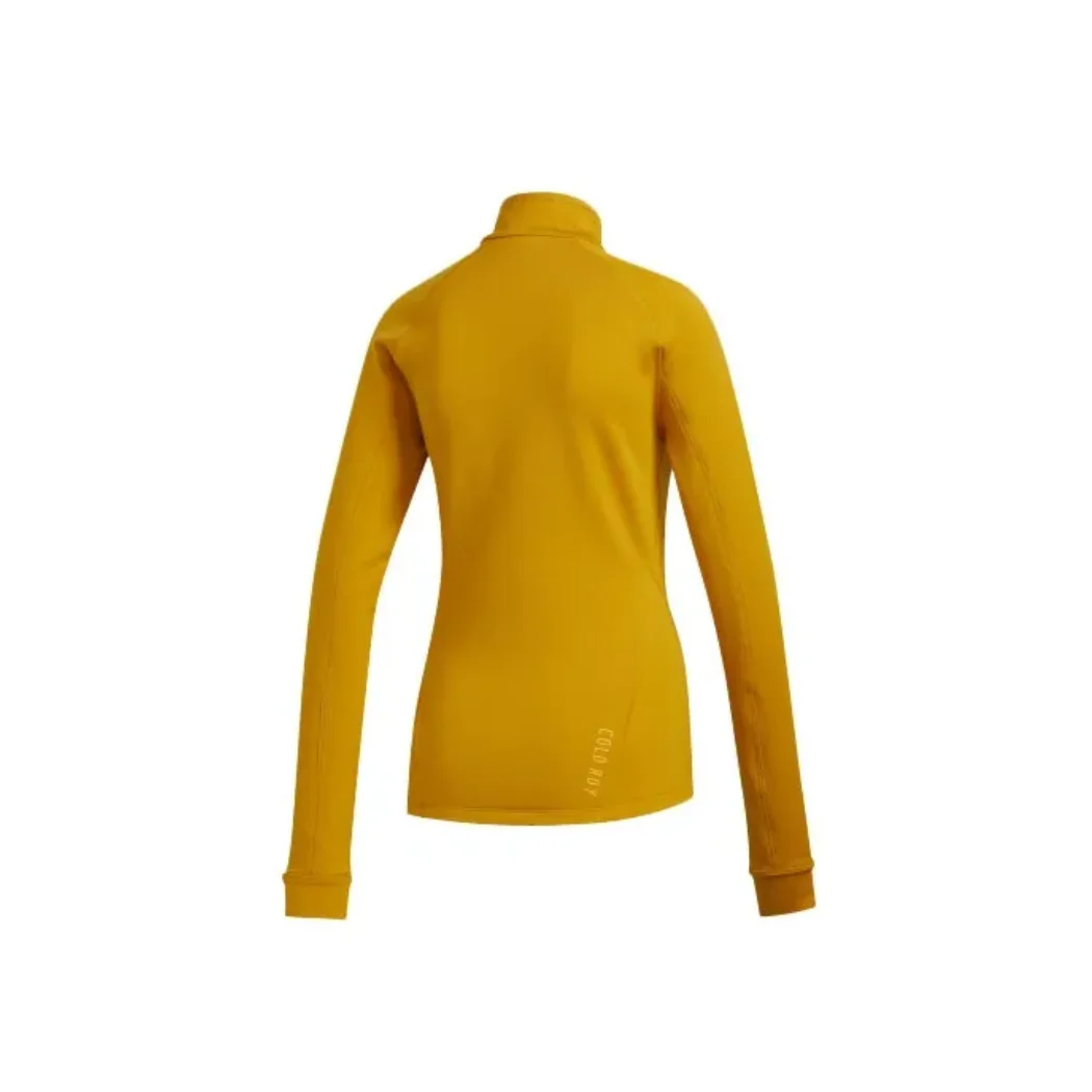 adidasT Mn Ls C.rdy Training Temperament Fashion Design Athletic Solid Color Stand Collar Drop Sleeve T-Shirt Women's Yellow