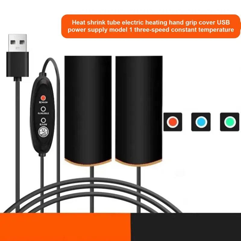 Heated Grip Cover Adjustable Handlebar Grip Heater Non-slip Hand Grip Heater USB Heated Winter Heat Shrinkable Handlebar Warmer view 4