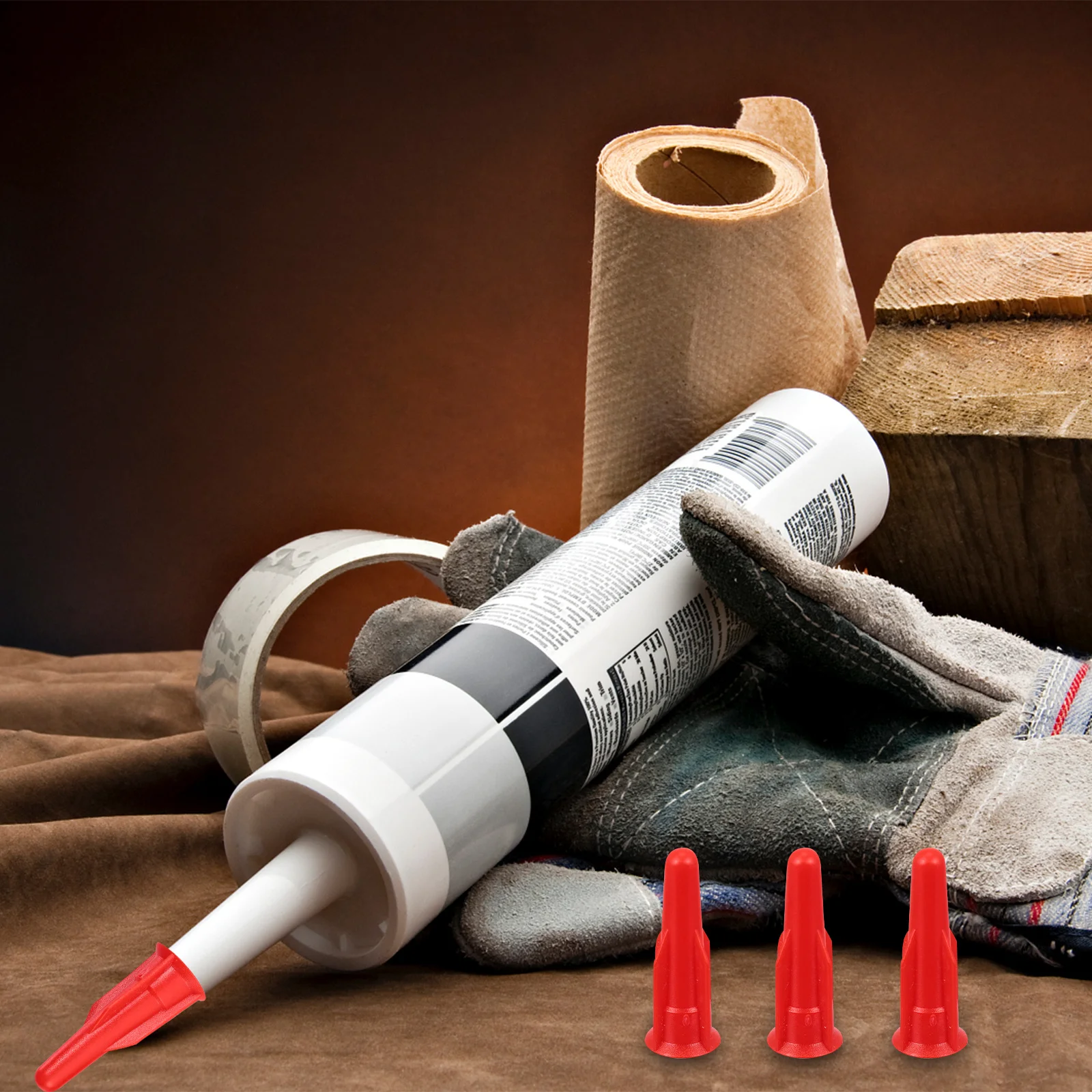 

20Pcs High Hardness Caulk Nozzles White and Covers Prevent Bending Durable for Daily Maintenance Tube Nozzles