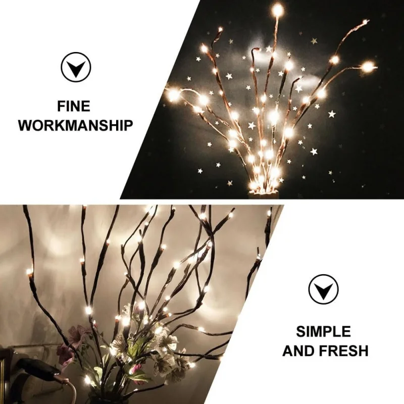 LED Christmas Tree Branch Lights Battery Operated Bendable Twig Branch Lights For Home Indoor Vase Holiday Festival Decoration
