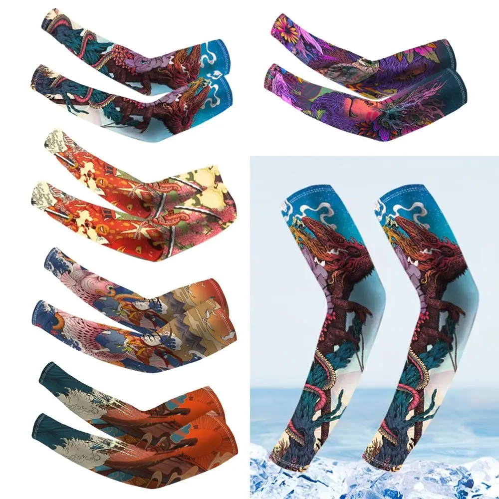 

Fashion Sun Protection Tattoo Arm Sleeves Ice Cuff Anti-UV Arm Cover Elastic Summer Cooling Arm Protector