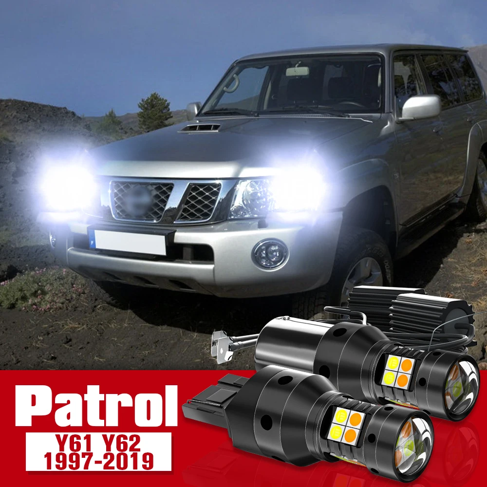 

2x LED Accessories Dual Mode Turn Signal+Daytime Running Light DRL For Nissan Patrol Y61 Y62 1997-2019 2009 2010 2011 2012 2013