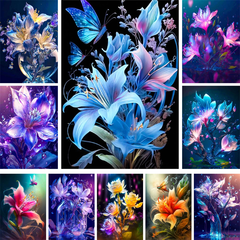 Flowers Lily Fantasy Paint By Numbers Set Acrylic Paints 40*50 Painting On Canvas Wall Decoration Crafts For Adults Handicraft