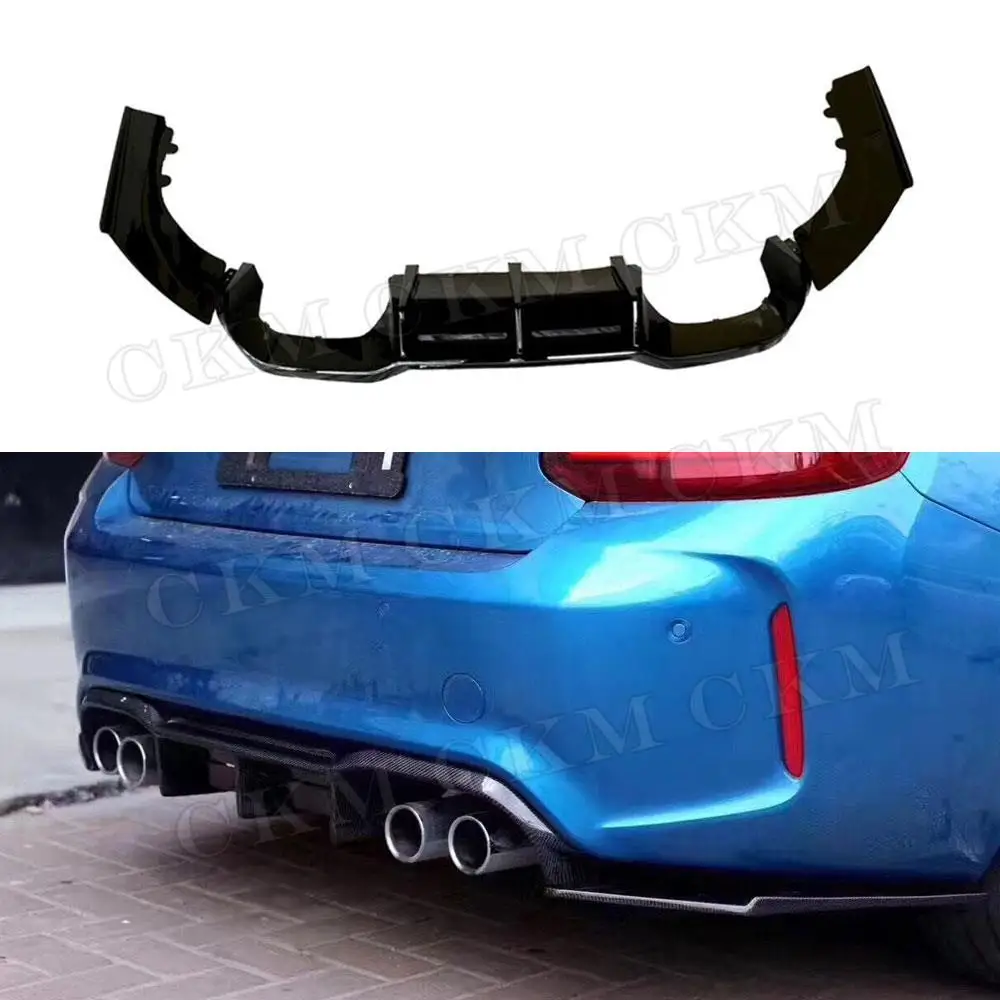 Carbon Look Gloss Black Rear Bumper Lip Diffuser Spoiler for BMW 2 Series F87 M2 M2C Competition M Style 2016-2020 ABS