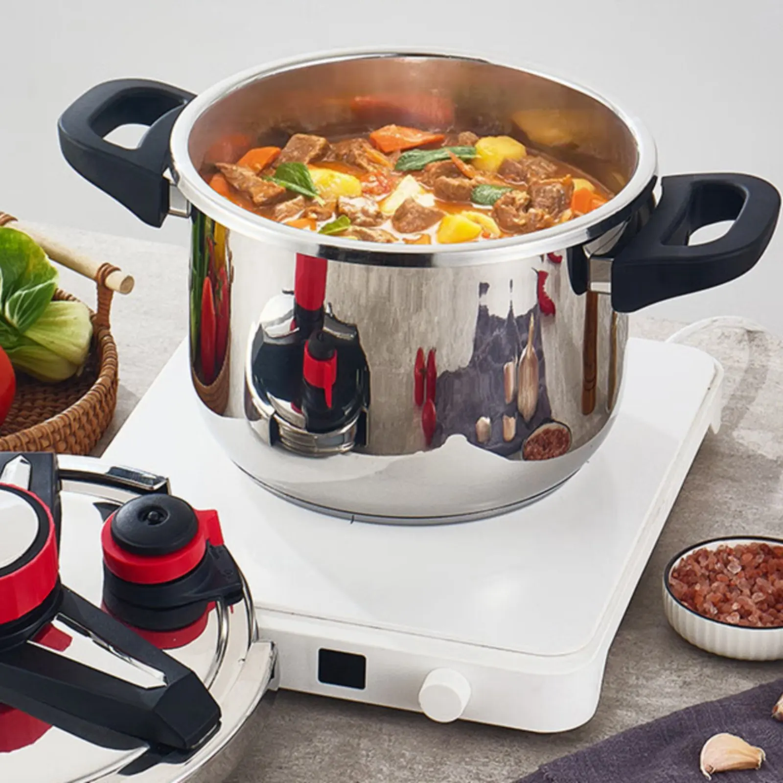 

Stainless Steel High-Pressure Pot Multi-Level Safety Protection 316L Stainless Steel Pot Kitchenware Single-Hand Use
