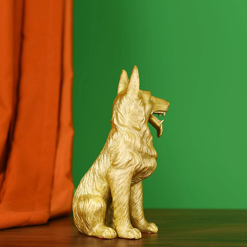 Pure Copper Dog Figurine, One Of Twelve Zodiac Animals, Sitting On A Wolf, Guarding Door, Large Decorative Craft For The