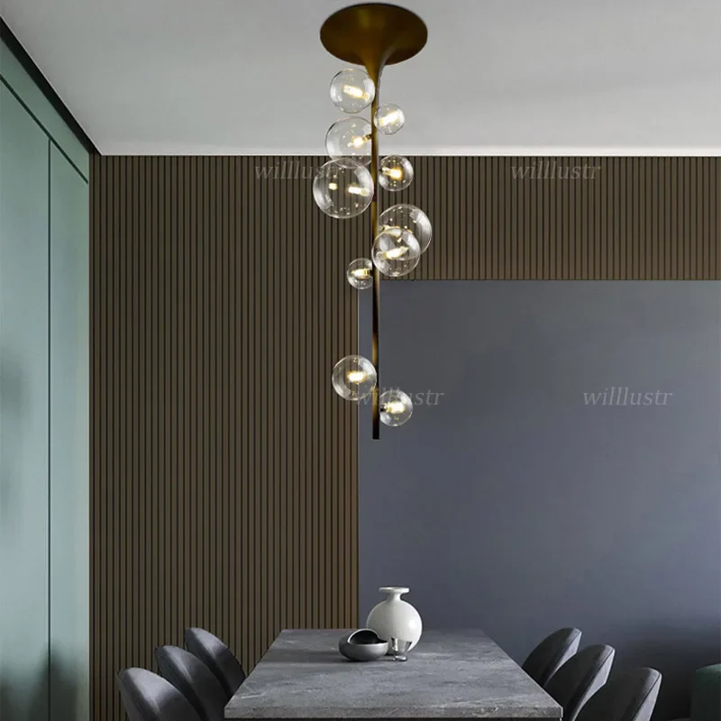 Luxury Metal Ceiling Lamp Glass Bubble Light Hotel Restaurant Bar Front Desk Mall Living Bedroom Creative LED Lighting