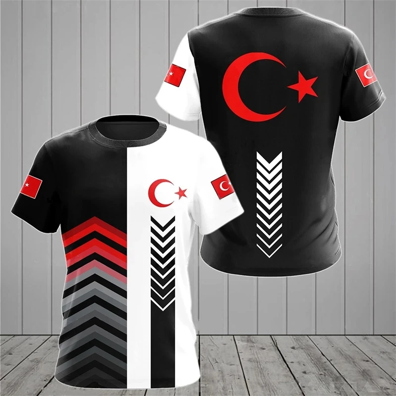 Turkish Flag Camouflage 3d Print Summer Men/Women Round Neck T-shirt Casual Short Sleeve Oversized Pullover Fashion Men Clothing