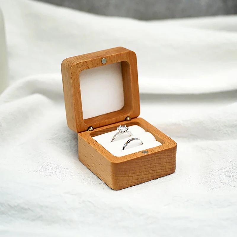 Wood Wedding Ring Gift Boxes Bags Case Packaging for Jewelry Ring Necklace Holder Organizer Box