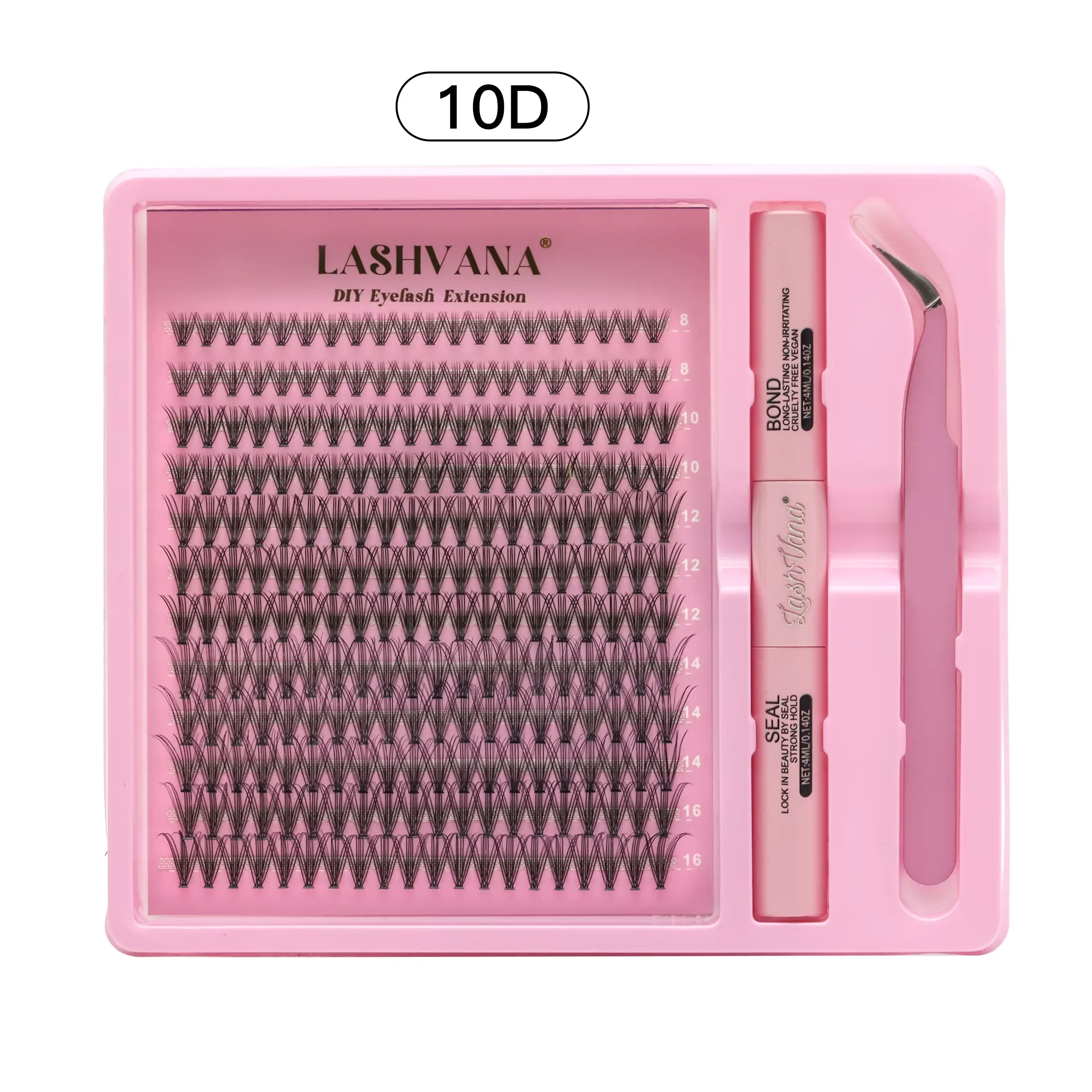 LASHVANA Lash Clusters Kit DIY Lash Extension Kit Individual Lashes Cluster with Lash Bond & Seal & Remover EyeLashes Extension