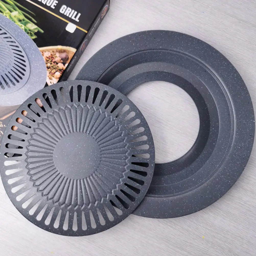 Round Roasting Pan Creative Double Layer Enamel Bbq Grill Pan Nonstick Baking Mold Oven Bakeware for Meat Vegetables Cookies