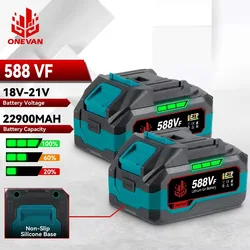 ONEVAN 21V Rechargeable 588VF Lithium Ion Battery 22900mah Li-lon Battery Electric Wrench Power Tools For Makita 18V Battery Pin