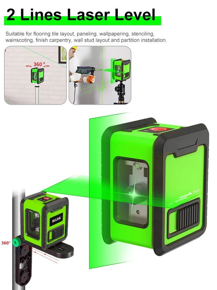 Imagem -05 - Portátil Auto-nivelamento Vigas Verdes Nível Laser Alta Precisão Horizontal Vertical Linha Cruzada Ferramenta de Nivelamento Novo