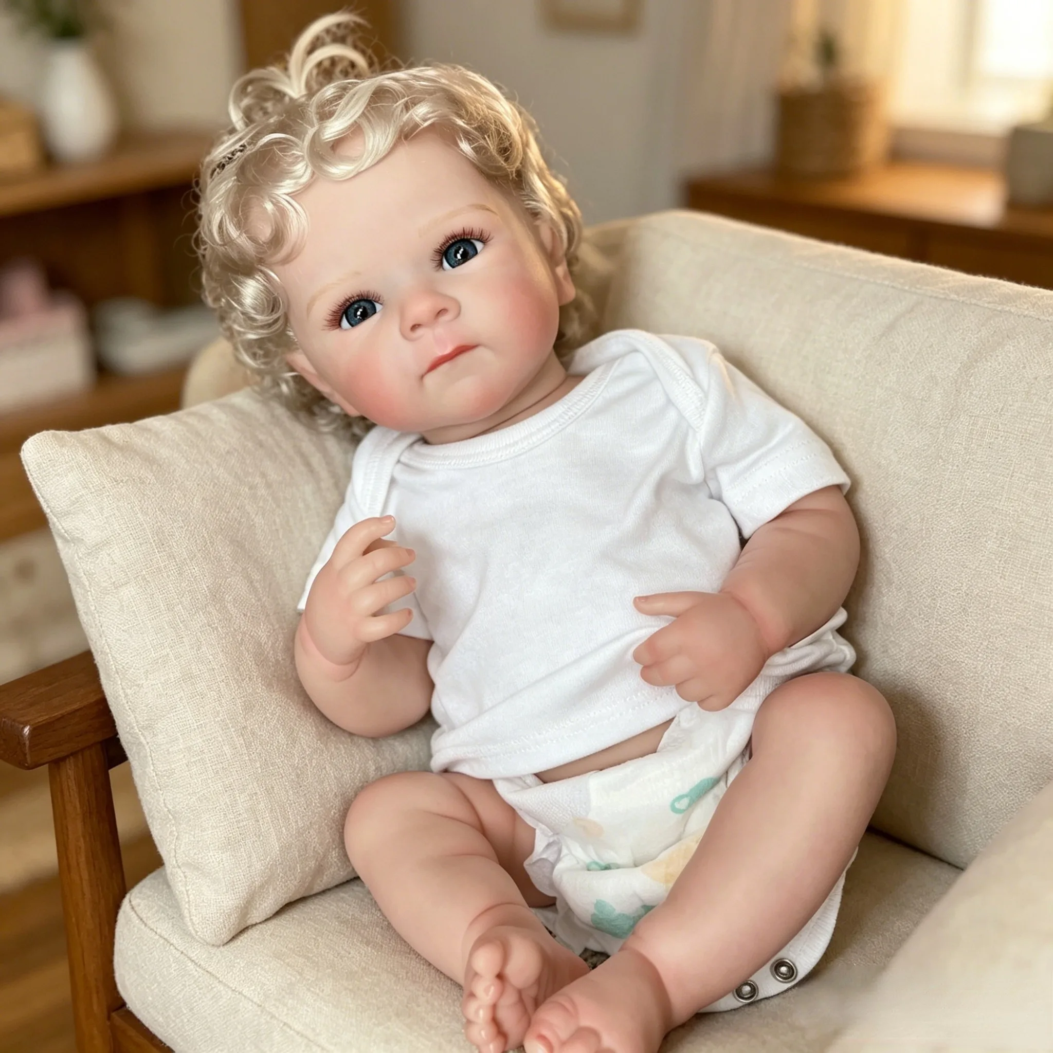 18 Inch Saskia1 Bettie Vinyl Reborn Baby Girl Doll, Full Body Lifelike Newborn, Real Touch Collectible Toy for Gift & Baby Simulation view 3